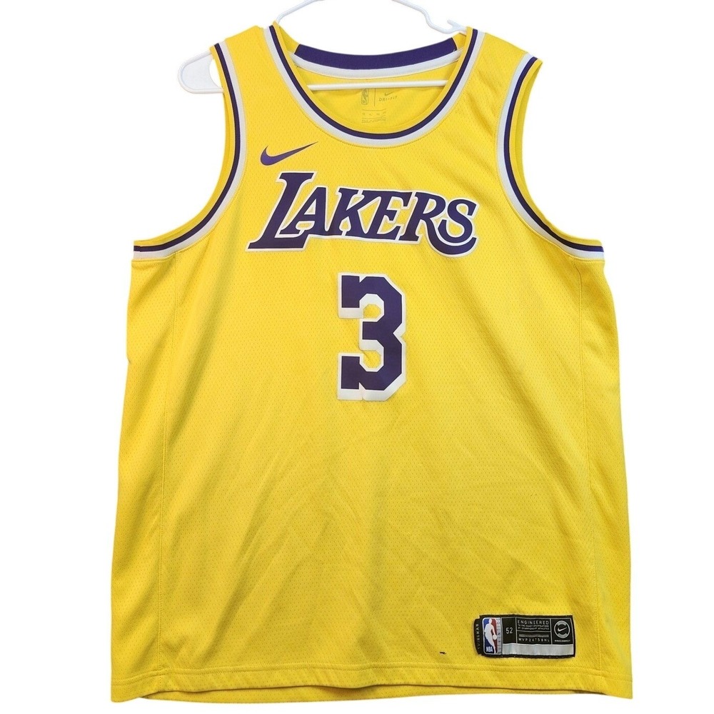LOS ANGELES LAKERS NIKE MENS 52 ANTHONY DAVIS YELLOW NBA SWINGMAN JERSEY EUC